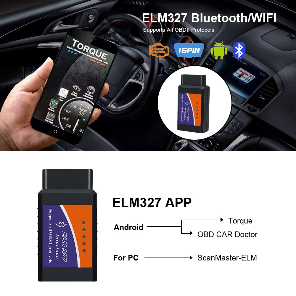Сканер ELM327 V2.1 OBD2 BT/Wi-Fi Совместимый С Android/iOS Для Диагностического Инструмента