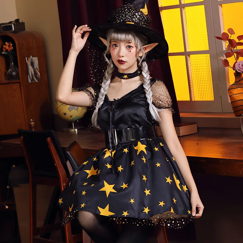 

Halloween Cosplay Anime Games Party Party Games Star Print Web Witch Puffy Skirt Stage Play Costume