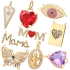 Шармы-подвески с изображением бабочки, сердца, букв сглаза, синего цвета для изготовления ювелирных изделий, подвески с настоящим позолоченным покрытием, серьги сделай сам, ожерелье, браслет