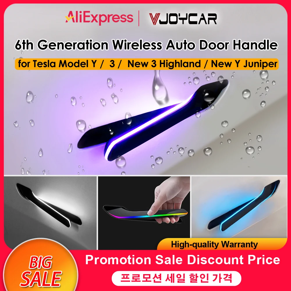 

2025 Обновление беспроводной автоматической дверной ручки 6-го поколения для Tesla Model Y/3/3 Highland/Y Juniper Colorful/One LED Light