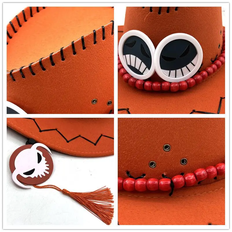 Diy One Piece Portgas d Ace Косплей Шляпа Вестерн Ковбойская шляпа Мужская повседневная от