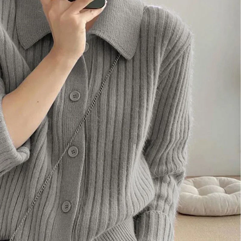 Hdspq однобортный вязаный кардиган женский осенне-зимний утолщенный теплый