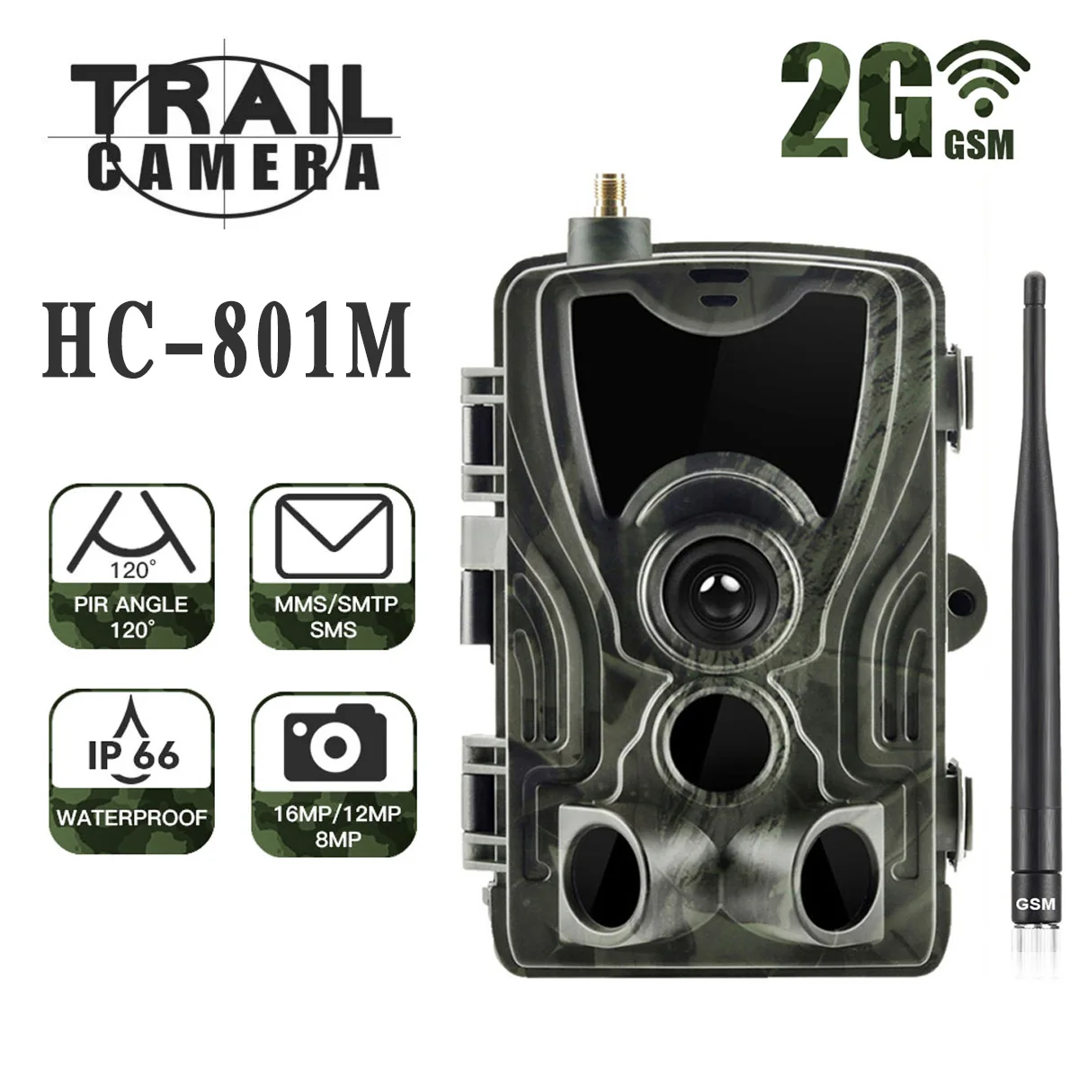 

HC801M 2G Hunting Trail Camera MMS SMS SMTP 16MP 1080P Wildlife Cameras IR Night Vision Cellular Mobile Wireless Hunting Cameras