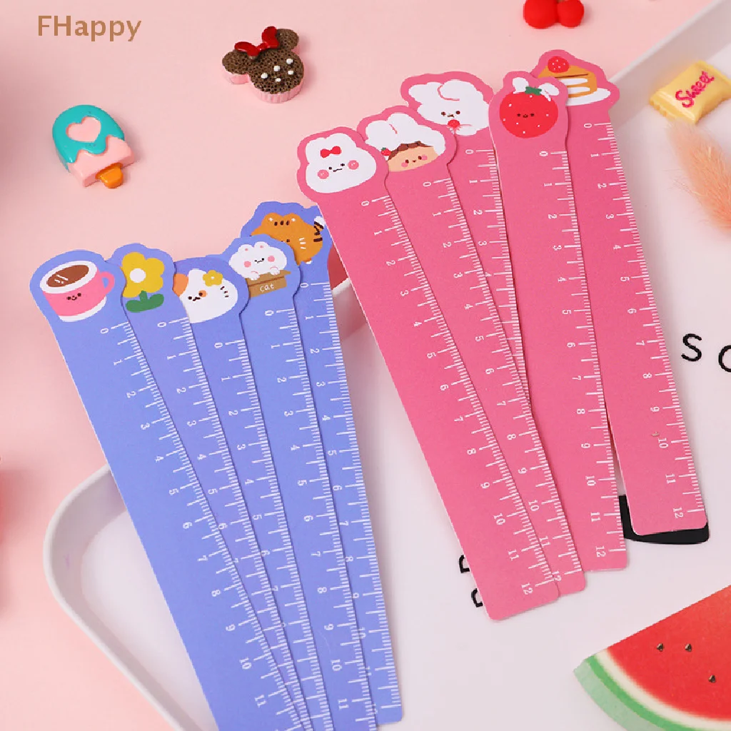 

5Pcs Cartoon Cute Straight Ruler Bookmarks Painting Scale Ruler Bendable Learn Kawaii Stationery Office School Supplies