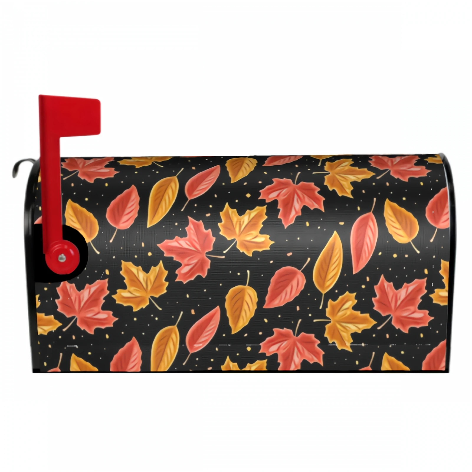 

Green Orange Yellow Leaves Decorative Mailboxes Wraps Post Letter Box Cover Standard Size 18x21 In for Outdoor Garden Yard