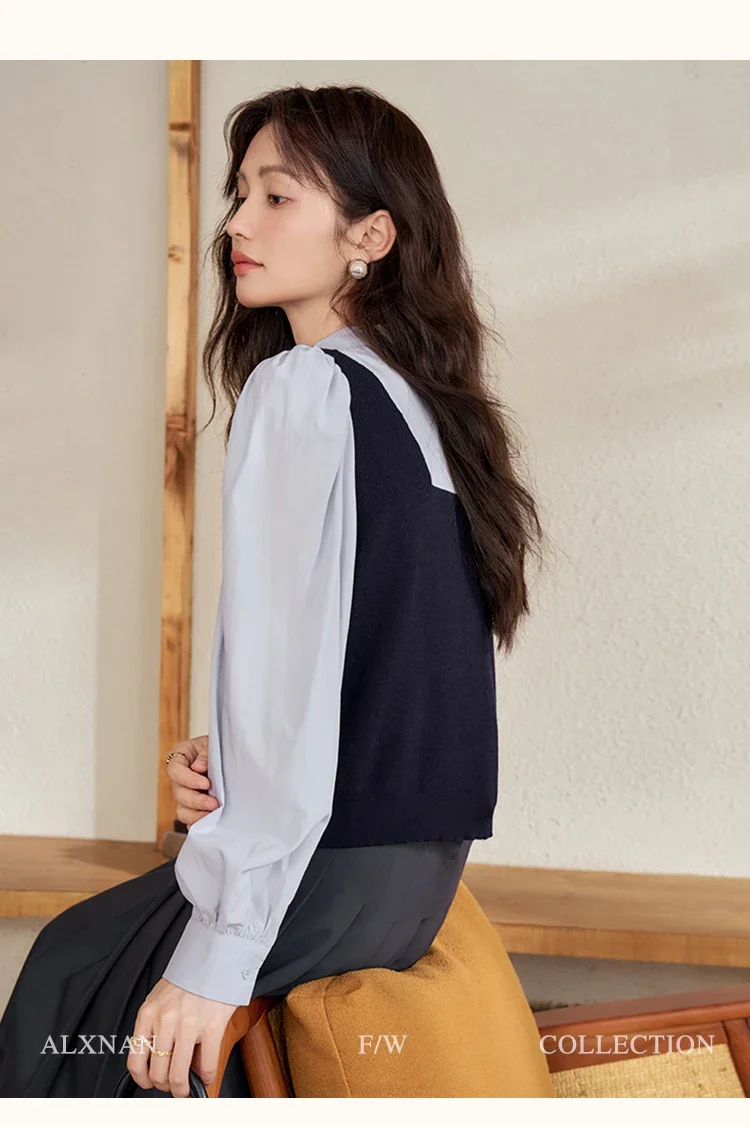 ALXNAN Frenchy Fake 2-х предметный пуловер для женщин нежный свитер на шнуровке с бантом и