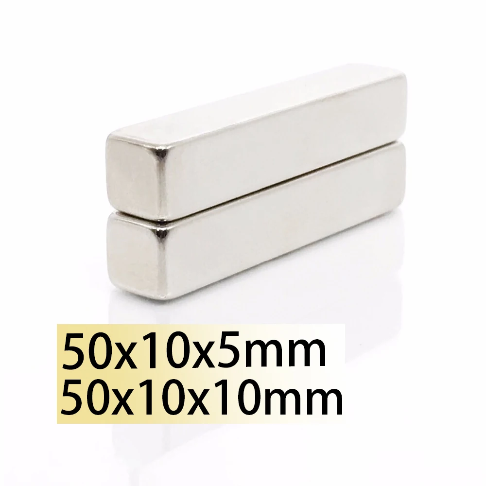 

10/15pcs 50x10x5 50x10x10 N35 NdFeB Block Neodymium 50x10 Magnet Super Strong Permanent Magnetic Bar Search Magnets Toy fridge