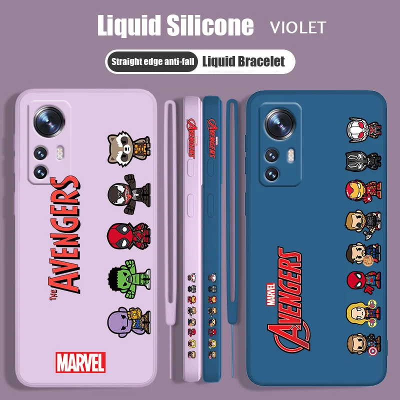 

Marvel's Avengers Assemble For Xiaomi Mi 13 12T 12S 12X 11i 11X 11T 10T 10S Lite Pro Ultra Liquid Left Rope Soft Phone Case