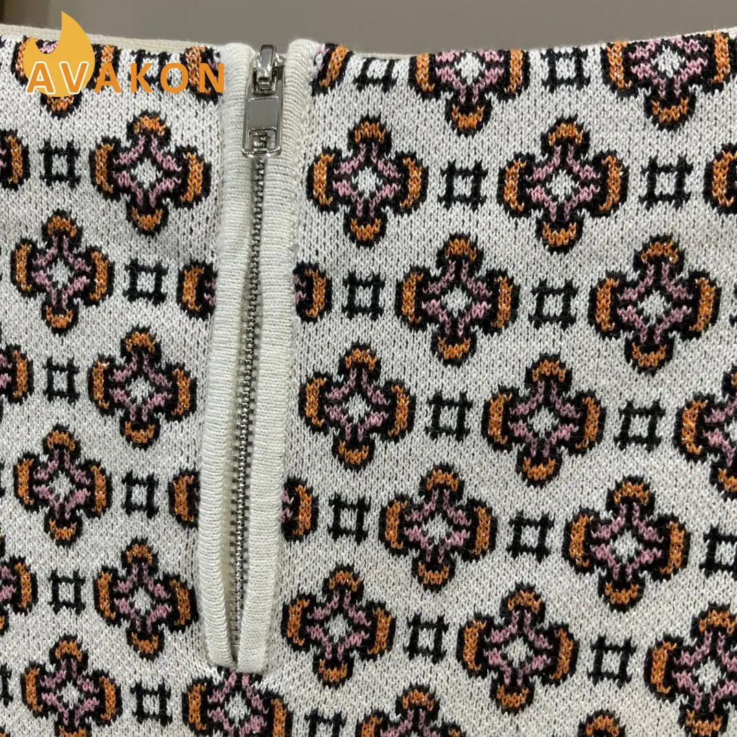 Женская трикотажная юбка на молнии с цветочным принтом и пуговицами - купить по