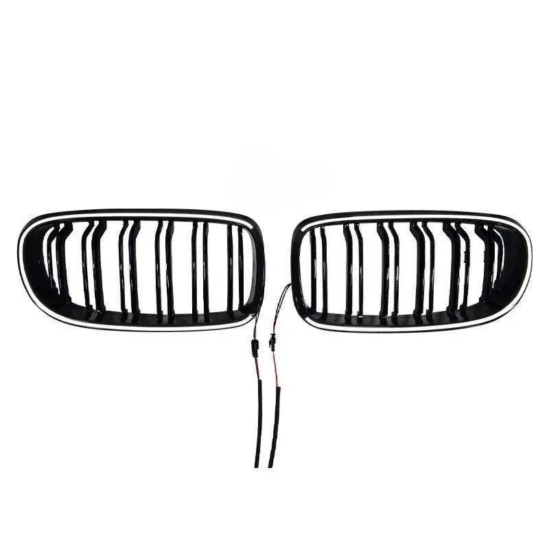 

Для BMW 3 серии GT F34 2012-2020 двойной линей от бампера, гоночный светодиодный светильник, решетка, гриль, глянцевый черный, Стайлинг автомобиля