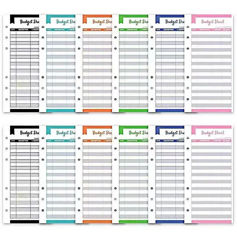 

12pcs Budget Envelopes Loose Leaf Notebook Budget Sheets Binder Planner Journal Expense Tracker Fit Kawaii Cash Banknotes Cover