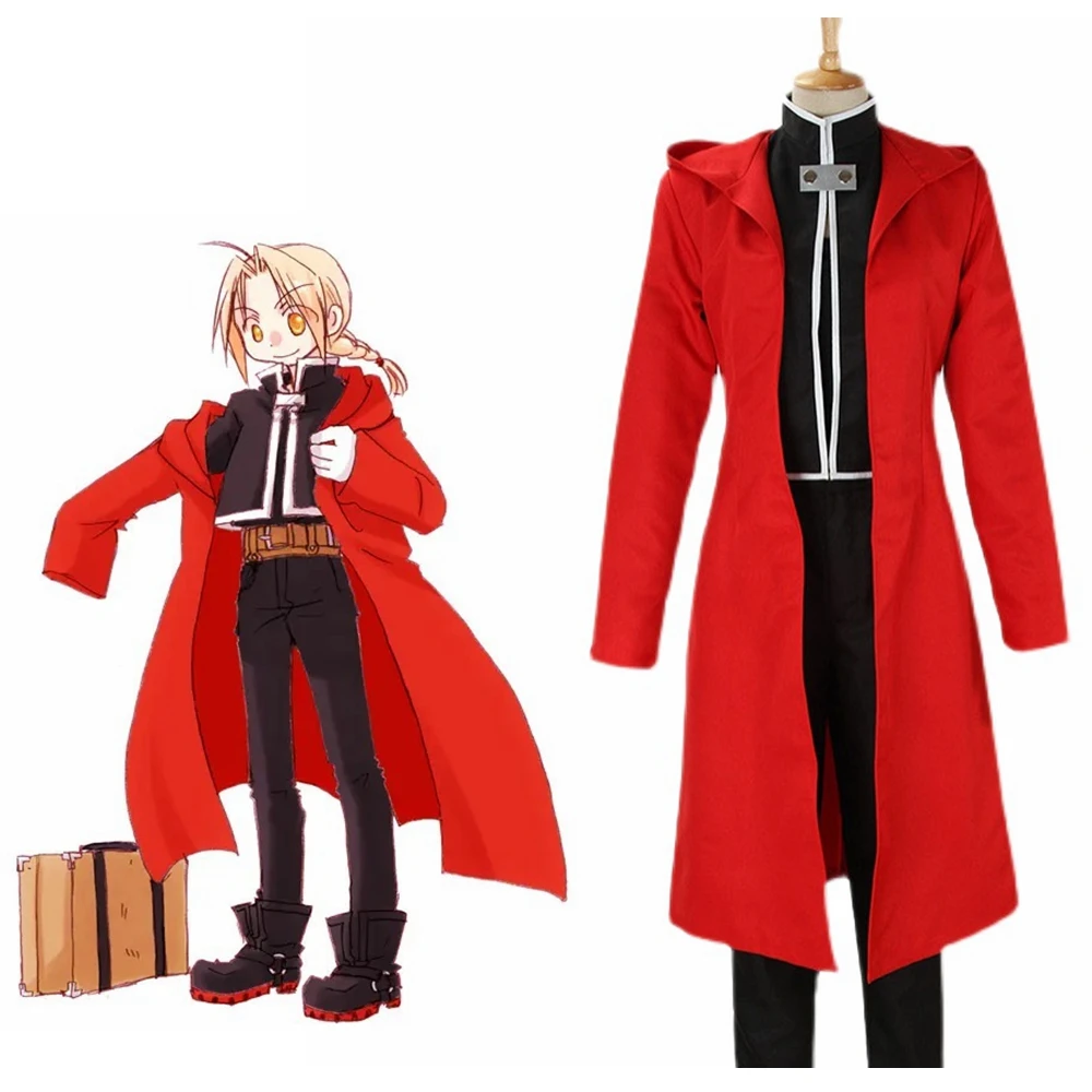 Unisex Anime Cos Fullmetal Alchemist Edward Elric Cosplay Costumes Outfit Halloween Christmas Uniform Custom Size