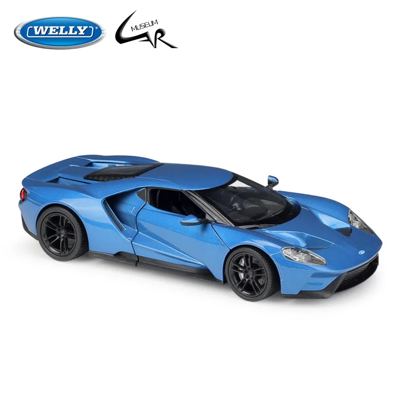 

Welly 1:24 Ford GT 2017 Синий Красный металлический Литая Раллийная фотография Коллекционная Подарочная игрушка