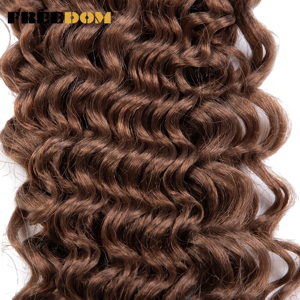 FREEDOM Deep Wavy Crochet Hair Synthetic Deep Curly Hair Crochet Braids 150g Ombre Blonde Braiding Hair Extensions For Women images - 6