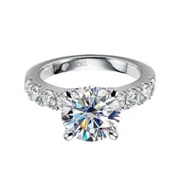 3.5 Carat Moissanite Diamond Engagement Ring S925 Silver Round Cut Gold Plated Four Prong Wedding Ring Fine Jewelry