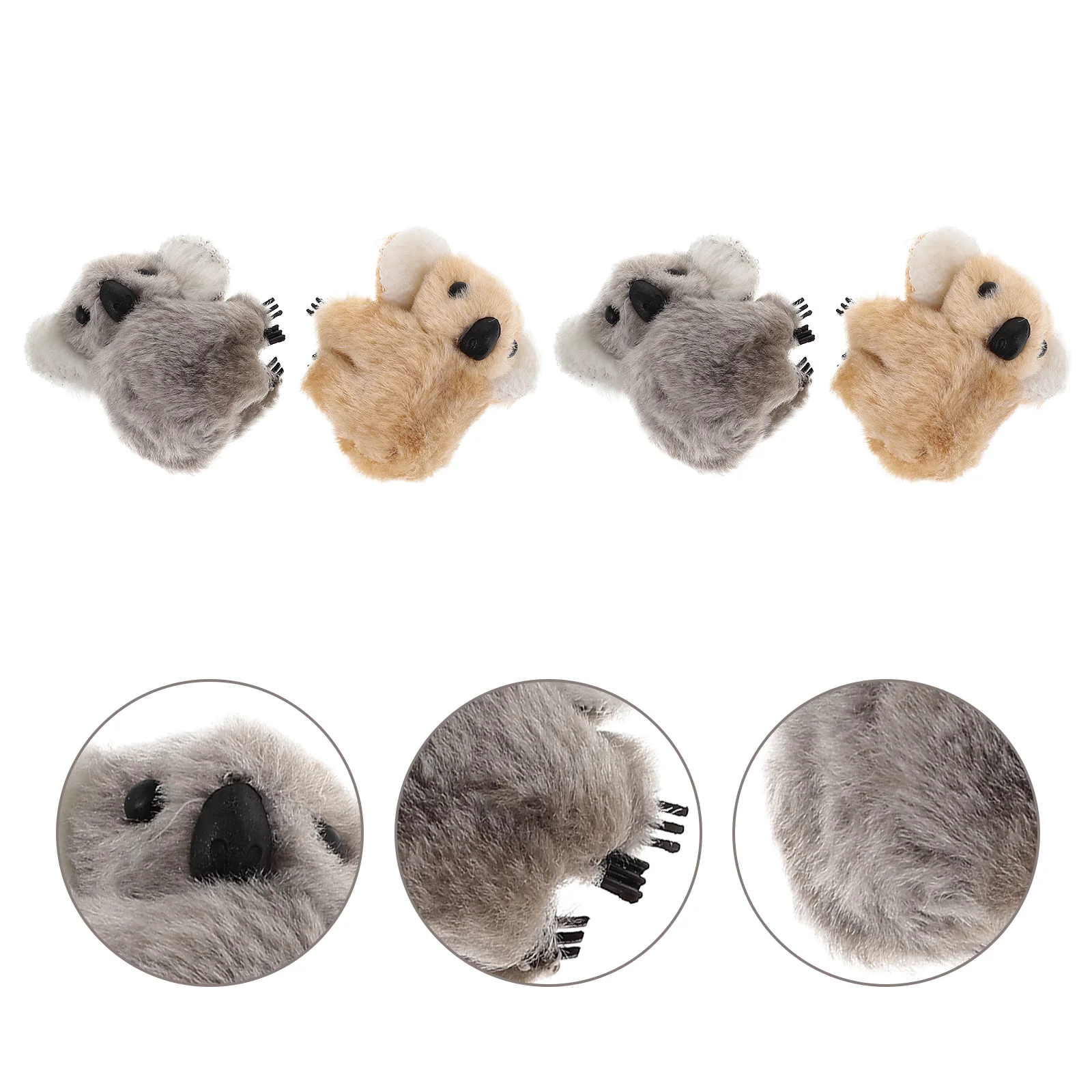 

4 Pcs Hair Accessories Women Plush Clamp Barrettes Girls Woman Clip Jewels Side Clips Animal Koala Clamps