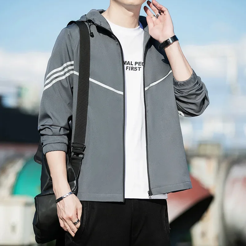 Повседневная мужская куртка 2022 осенняя модная свободного кроя с капюшоном