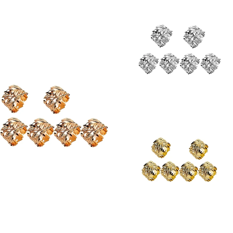 

Napkin Rings,Leaf Napkins Rings Set Of 6 Exquisite Napkin Rings Holders For Easter,Party,Wedding Dinner Decor