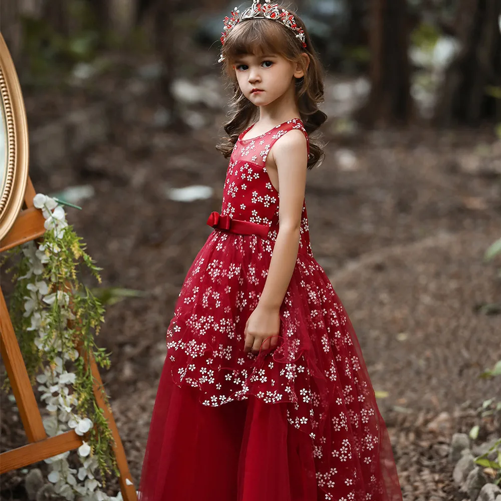

Summer Floral Girls Dresses Summer Children's Wedding Evening Dresses Girls Children's Princess Birthday Party Girls Vestidos