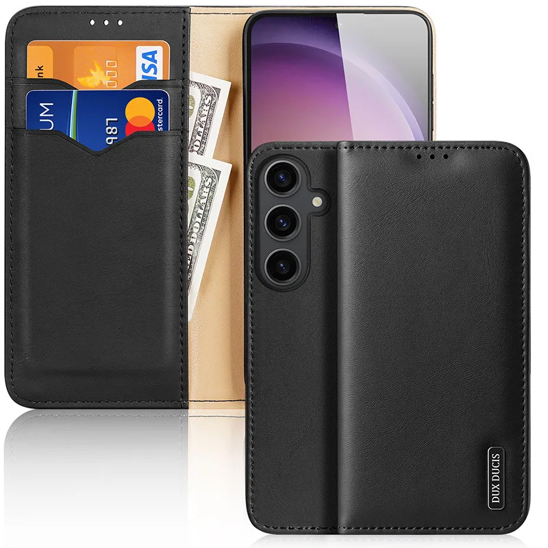 Фото Dux Ducis оригинальный роскошный чехол-кошелек из натуральной кожи для Samsung Galaxy S25 S24 Plus Ultra с держателем для карт, чехол для телефона №1