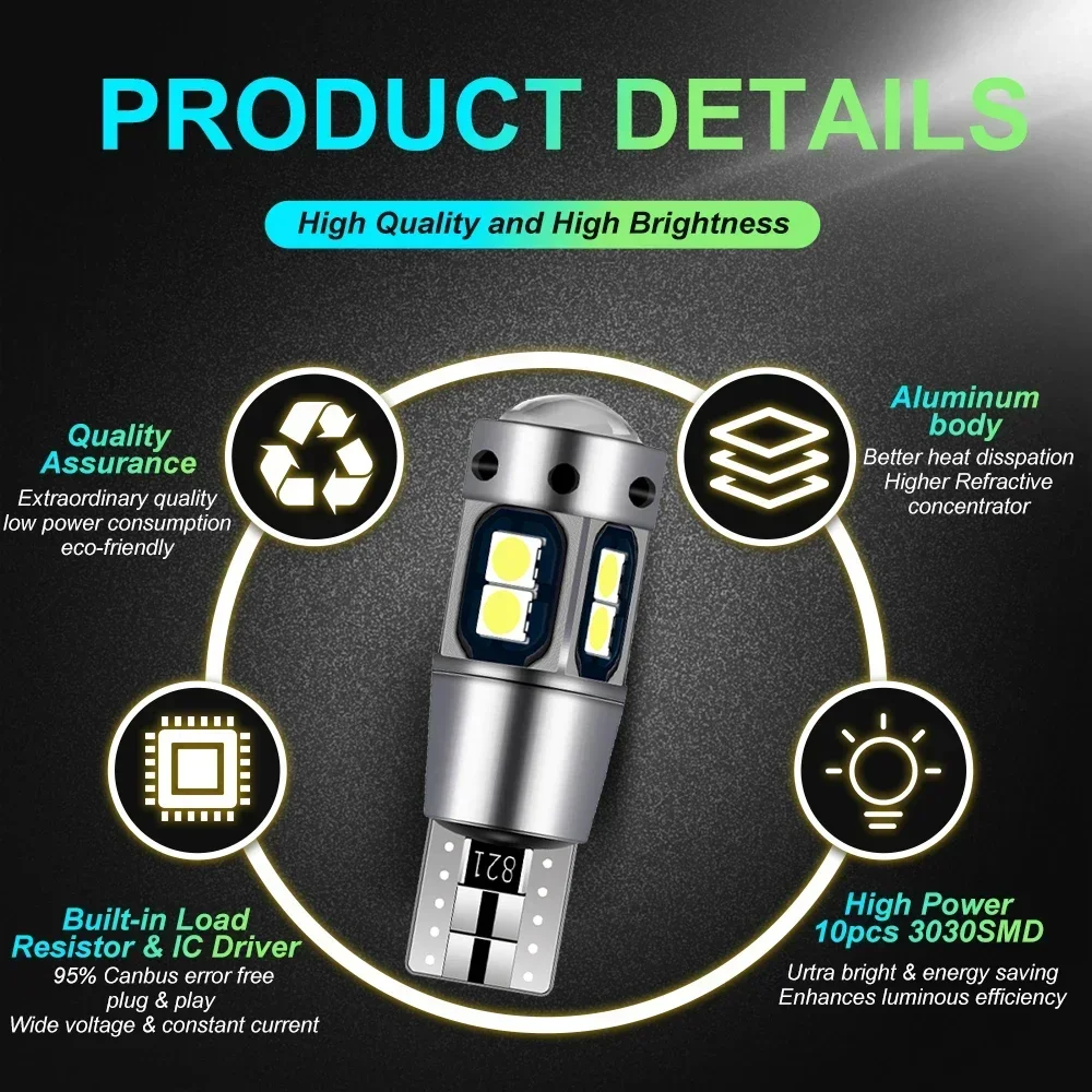 2 шт. высокое качество T10 W5W 168 192 светодиодный задний фонарь 3030 10smd 12 В авто лампа