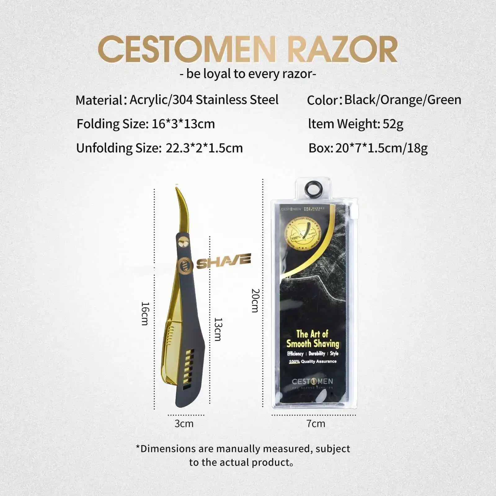 Профессиональная Прямая Бритва Для Мужской Стрижки И Бритья Бороды - Складная