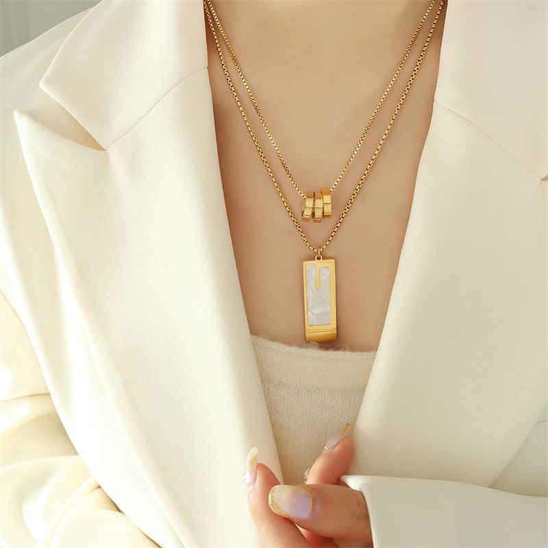 

Fashion Titanium Steel Geometric Pendant Necklace For Women Simple Hip Hop Personality Choker Party Jewelry Gift