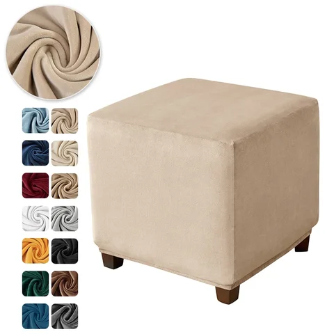 Velvet Otomana Cubierta Elástica Square Rectangle Footstool Footstool Footstool Tourkrest Sobreedrest Footrest Footrest Slolebovers para sala de estar