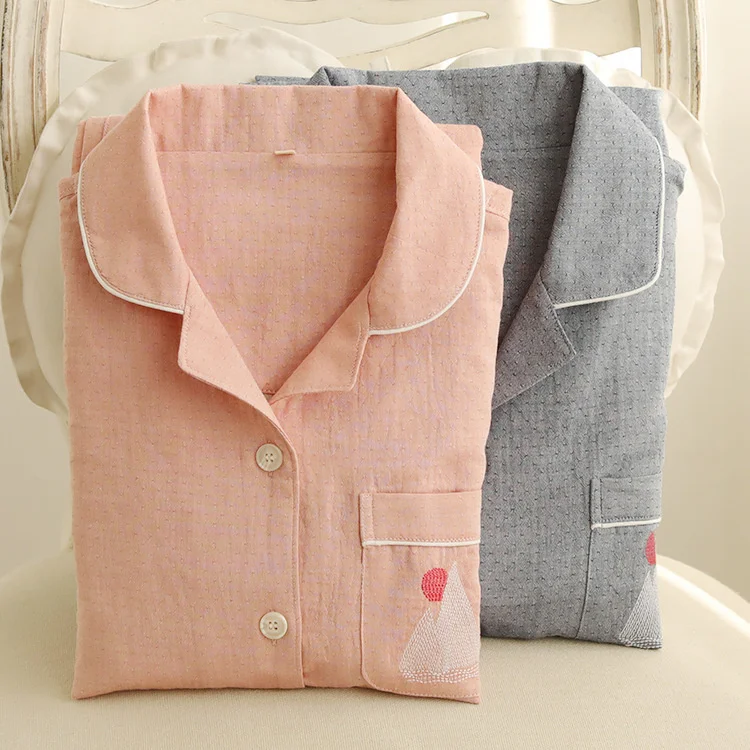 

Весна-лето 2021, новинка, парные брюки Manqiu с длинным рукавом, хлопковый газовый костюм, домашняя одежда для мужчин и женщин, пижамы