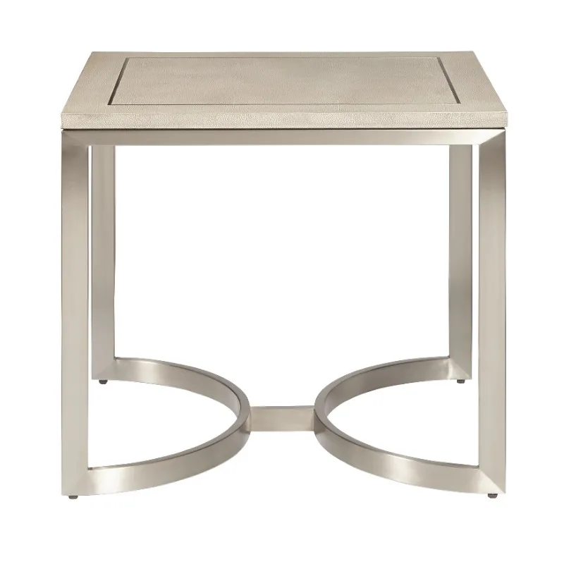 

HomeFare Modern Shagreen and Metal End Table Light Gray