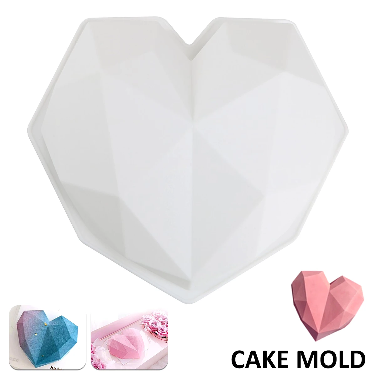 

Силиконовая форма для выпечки, антипригарная форма в форме сердца для торта, термостойкая многоразовая форма для помадки, кухонная форма «с...
