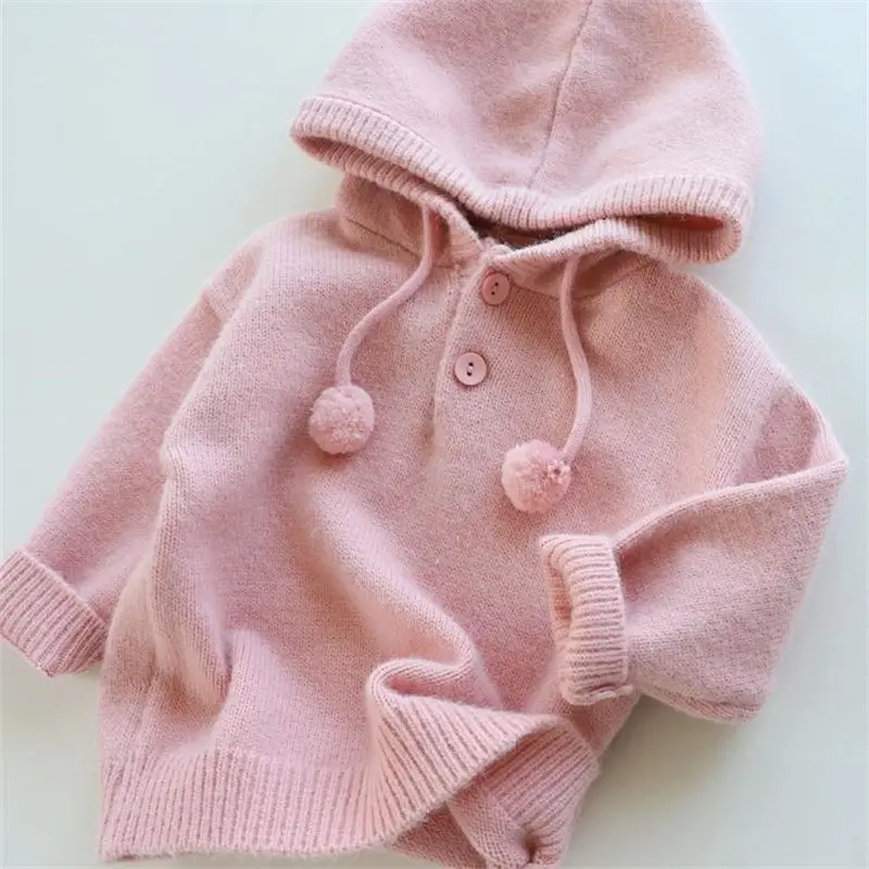 

baby foreign style knitted sweater baby girls clothing 2022 new spring and autumn clothing girls hooded pullover sweater female
