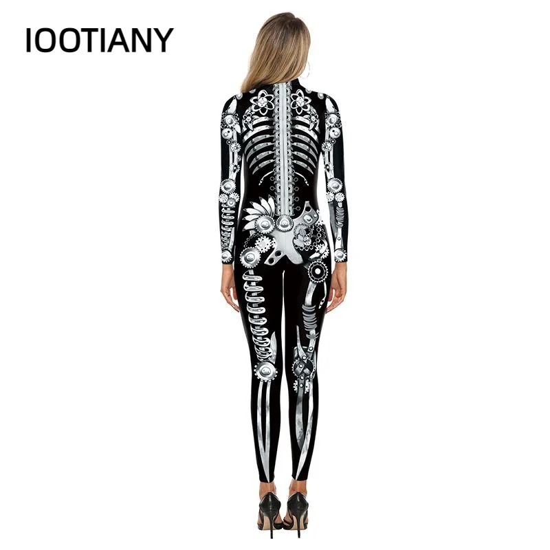 IOOTIANY Mechanical Gear 3D Print Sexy Bodysuits Women  Long Sleeve Cosplay New Party Punk Steam Style Jumpsuits 2023