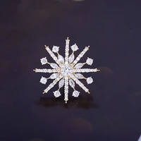 new korean zircon fashion snowflake small collar pin brooch anti glare buckle elegant corner buckle jewelry accessories