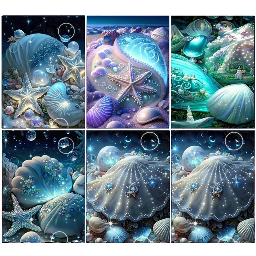 

Seaside Landscape Diamond Painting Cross Stitch Kits Shell Starfish Full Square Drill Mosaic 5D DIY Picture Home Decoration