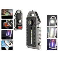 multi function flashlight red blue and white five speed survival whistle broken window hammer keychain light with usb cable
