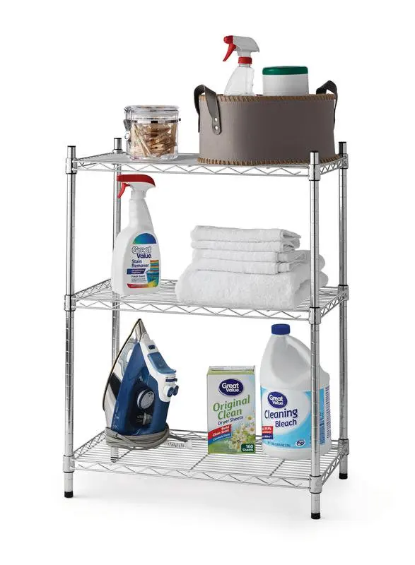 

3 Tier Wire Shelf Unit, Chrome, 750 lb Capacity