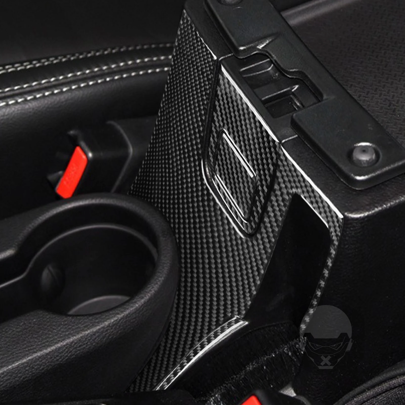 Фото Аксессуары для Jeep Wrangler JK 2011-2017, автомобильная интерьерная центральная консоль из углеродного волокна, зеркальный держатель стакана, наклейка для отделки панели №3