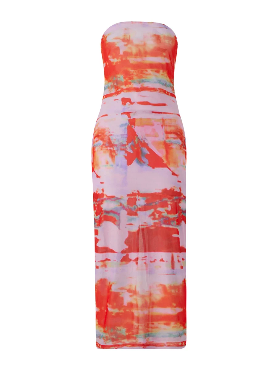 

Women s Off Shoulder Tube Dresses Floral Print Split Long Dresses Sexy Strapless Dress Cocktail Party Bodycon Dresses