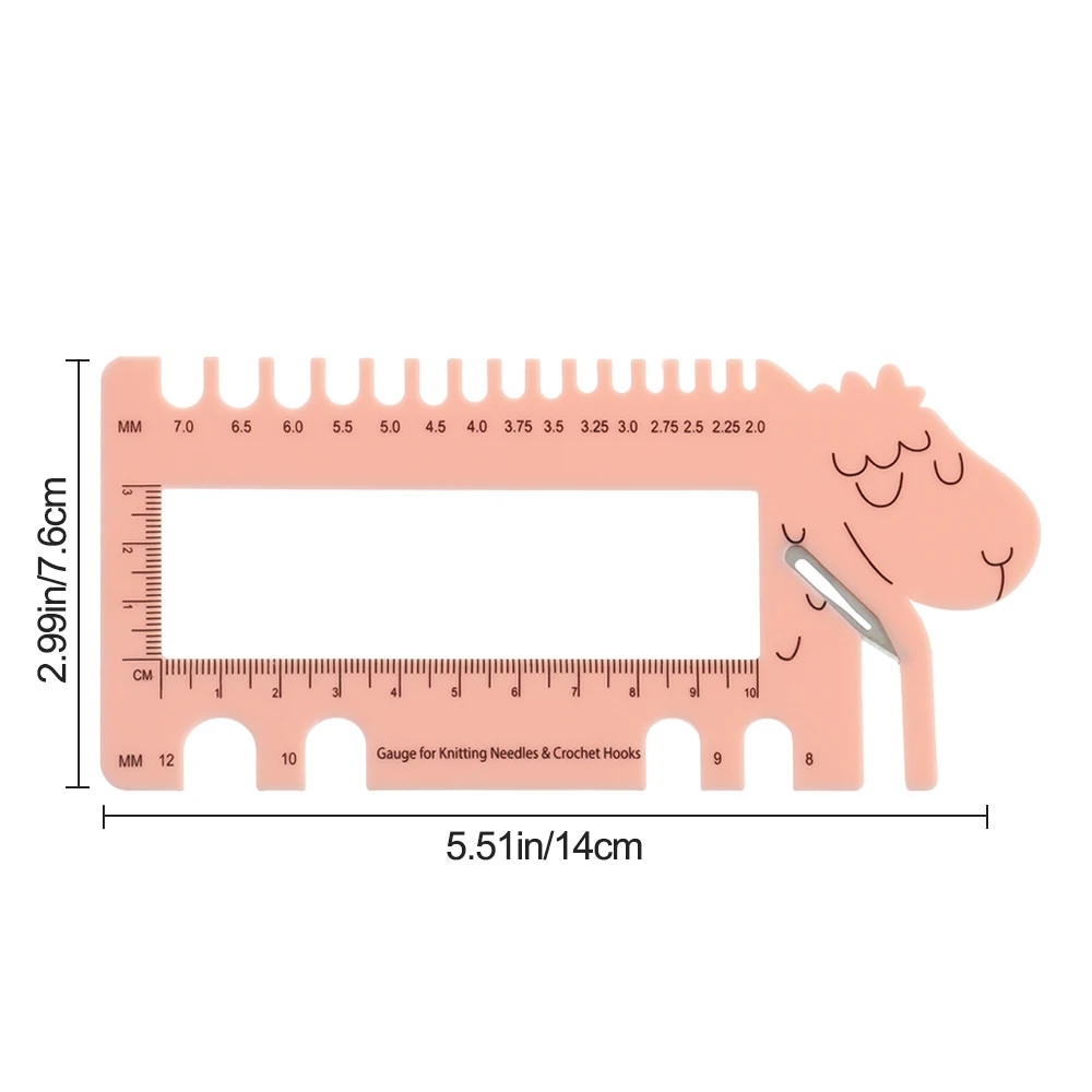Овечья кожа с ножницами розовый фиолетовый цвет измеритель для вязальных спиц и