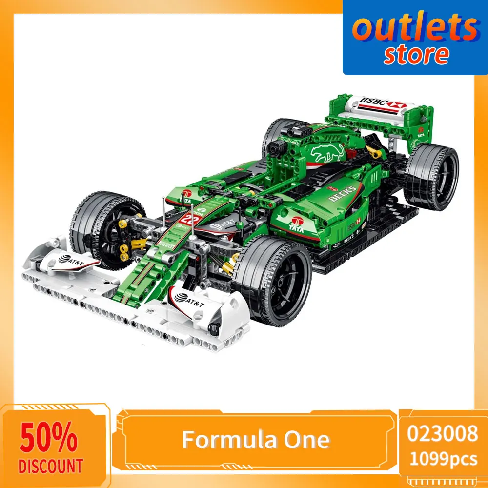 

023008 High Tech Formula One Speed F1 Super Racing Car Static Moc 31313 Bricks Technical Model Building Blocks Boys Toys 1099PCS