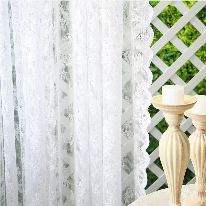Белая роза кружево для кафе прозрачные шторы оконные карманы стержней