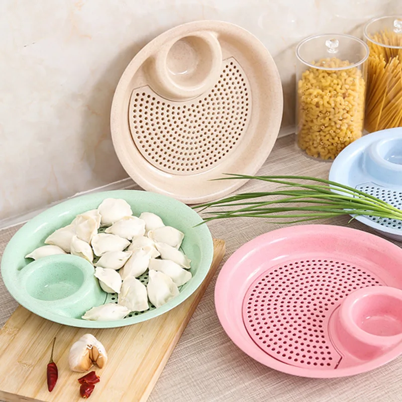 

Creative Wheat Straw Dumpling Plate Double Drainage with Vinegar Plate Plastic Plate Fruit Plate Rice Plate Shrimp Plates