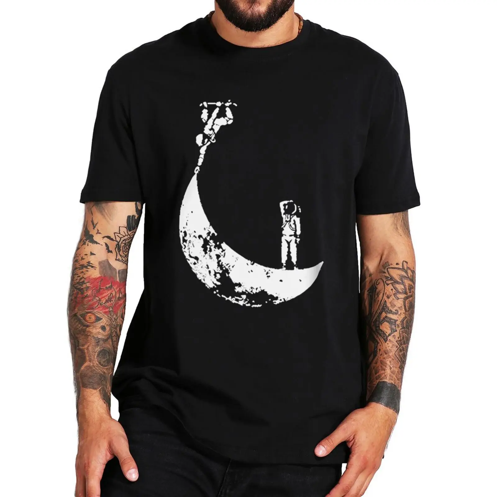 

Astronaut Moon T Shirt Vintage Space Lovers Harajuku Design Tee Tops 100% Cotton Unisex Casual Soft T-shirts EU Size