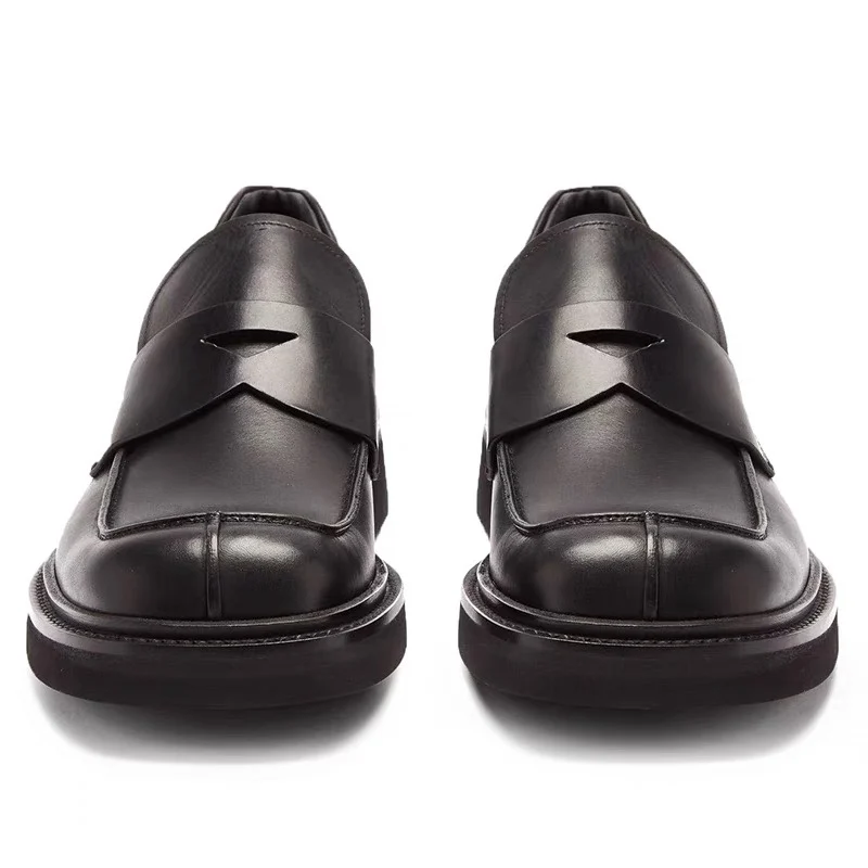 Мужская обувь из натуральной кожи с большим носком универсальная толстая