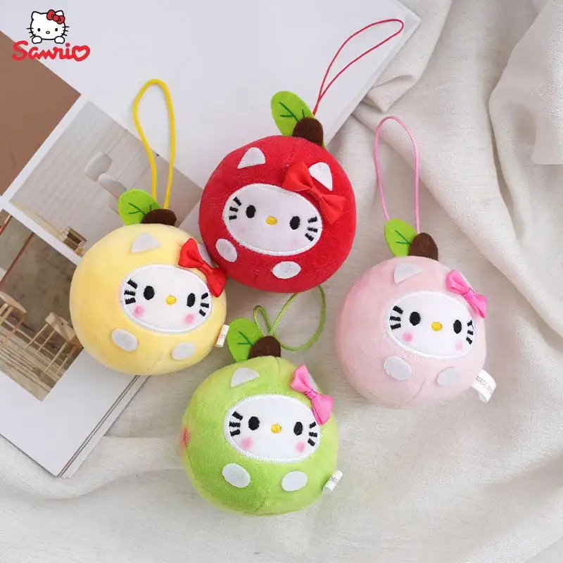 

Милые круглые подвески Hello Kitty в виде яблока, брелок для ключей Sanrio Hellokitty, Студенческая сумка, подвески, подарок для девушек