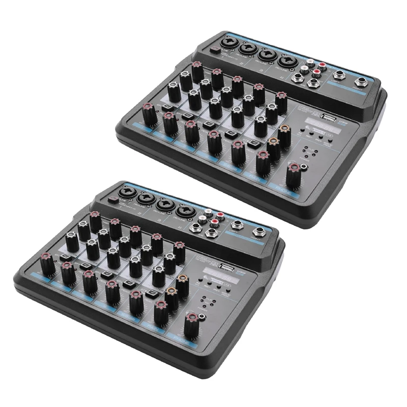 

2X M-6 портативный мини-микшер аудио DJ консоль со звуковой картой, USB, 48V фантомное питание для ПК записи вечерние US Plug)