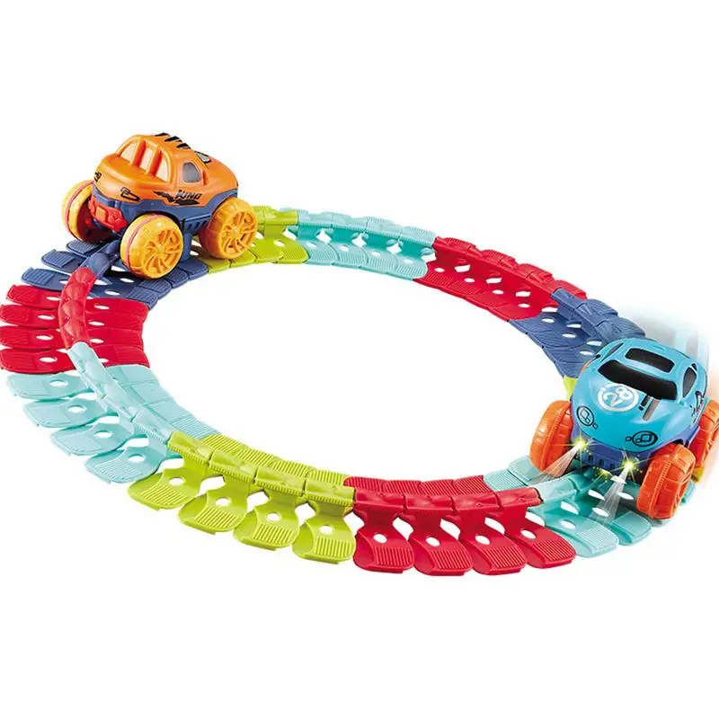 

Changeable Track With LED Light-Up Race Car Racing Track Set Flexible Railway Assembled Track Birthday Gift For Kids Toy