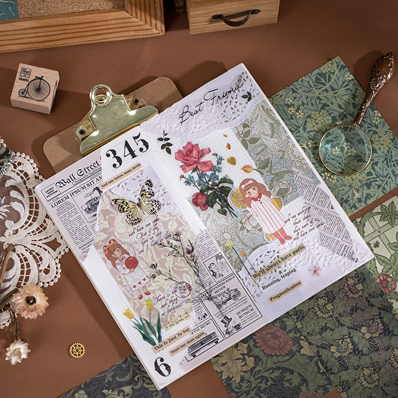 Yoofun 60pcs Vintage Floral Scrapbooking Decor Papers for Collage Junk Journalings Craft Gift DIY Aesthetic Material Paper - купить по
