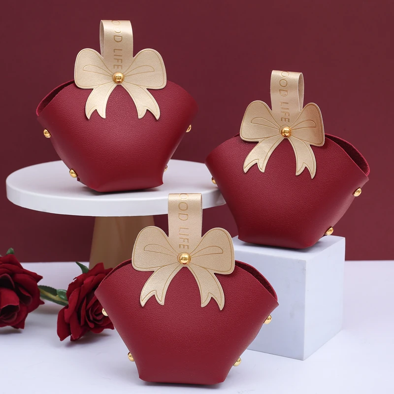 Premium Leather Hand Foldable Tote Lady Bags Packaging Gift Boxes Baby Shower Party Supplies Wholesale